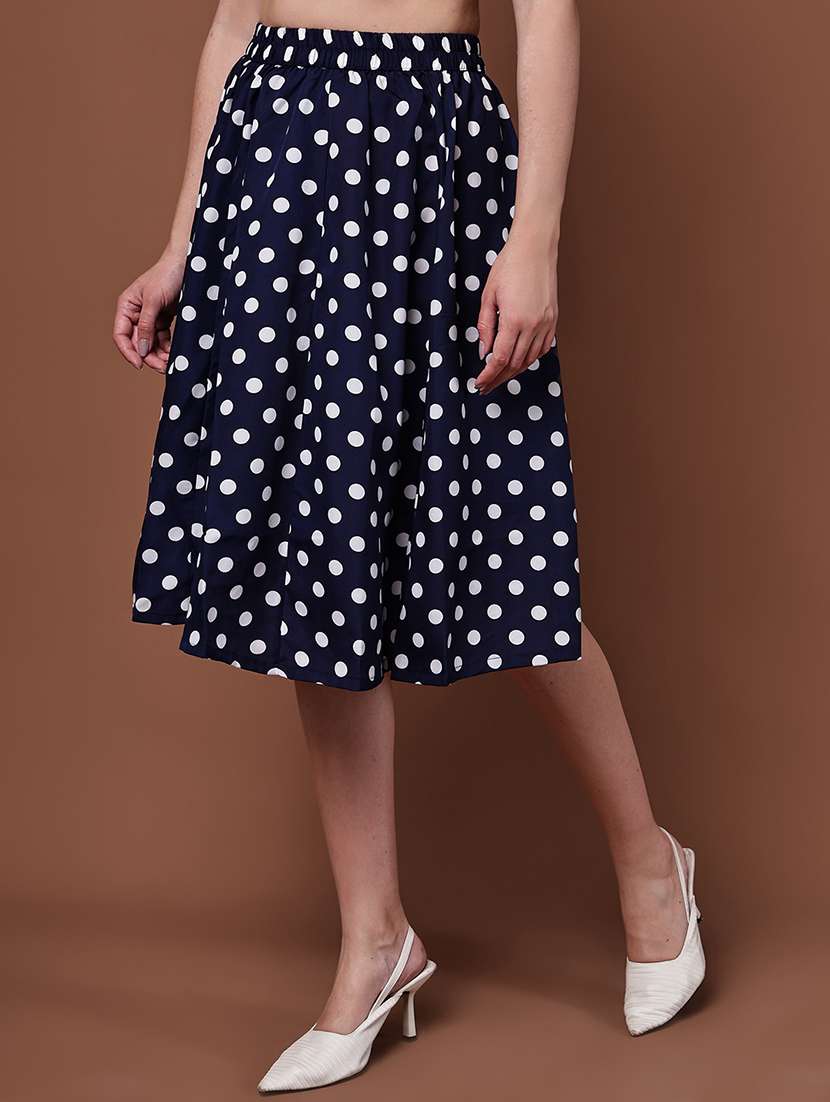 women polka dot printed high rise flared skirt - 22088456 -  Standard Image - 3