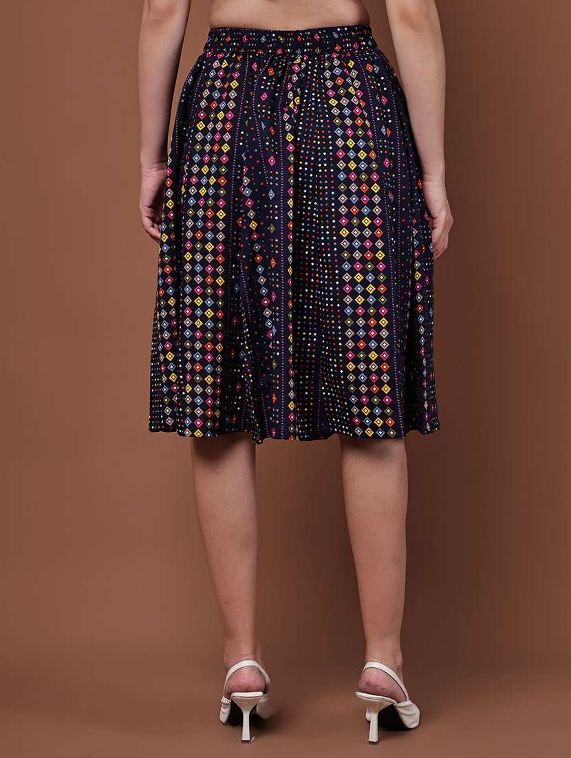 women geometric printed high rise flared skirt - 22088458 -  Standard Image - 3