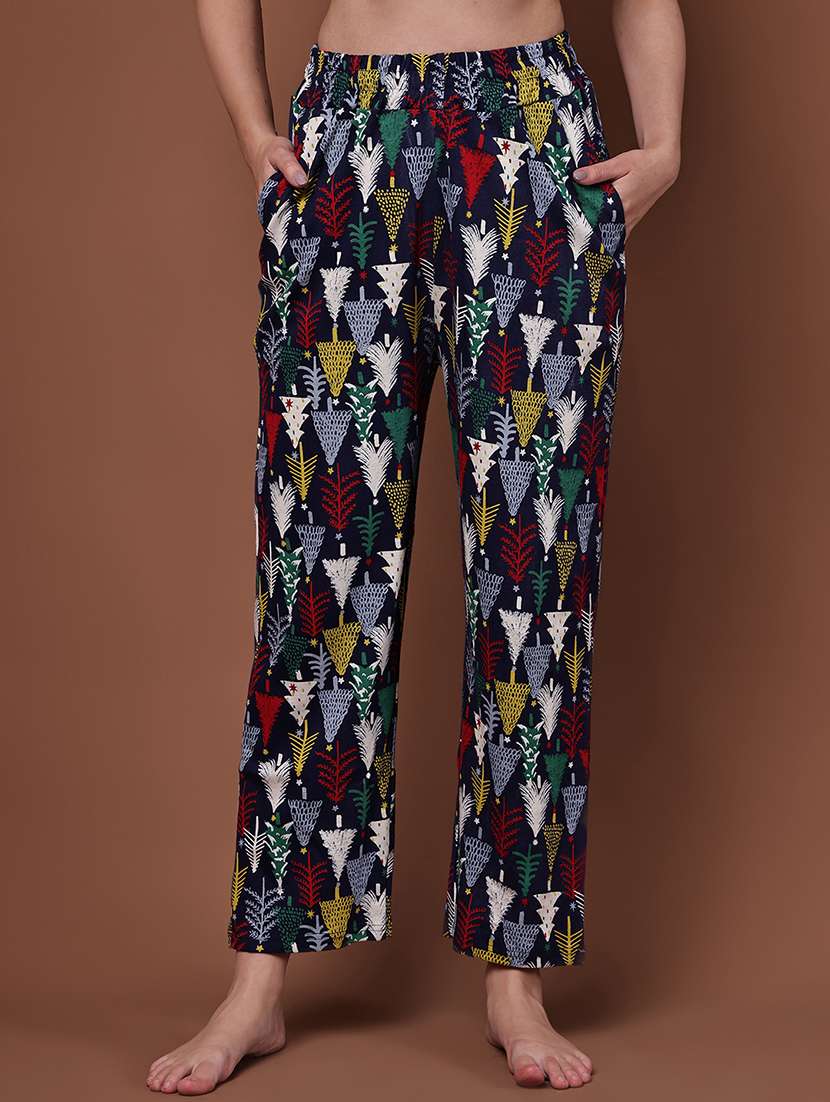 women printed mid rise lounge wear pajama