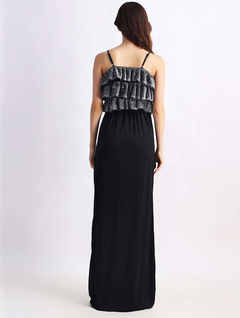 grey polyester gown dress - 22088474 - Standard Image - 3