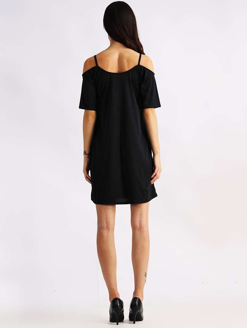 women solid short sleeves a-line dress - 22088476 -  Standard Image - 3