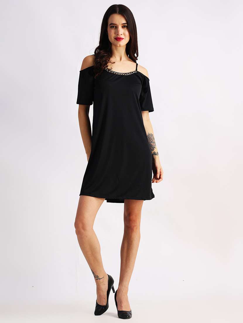 women solid short sleeves a-line dress - 22088476 -  Standard Image - 5