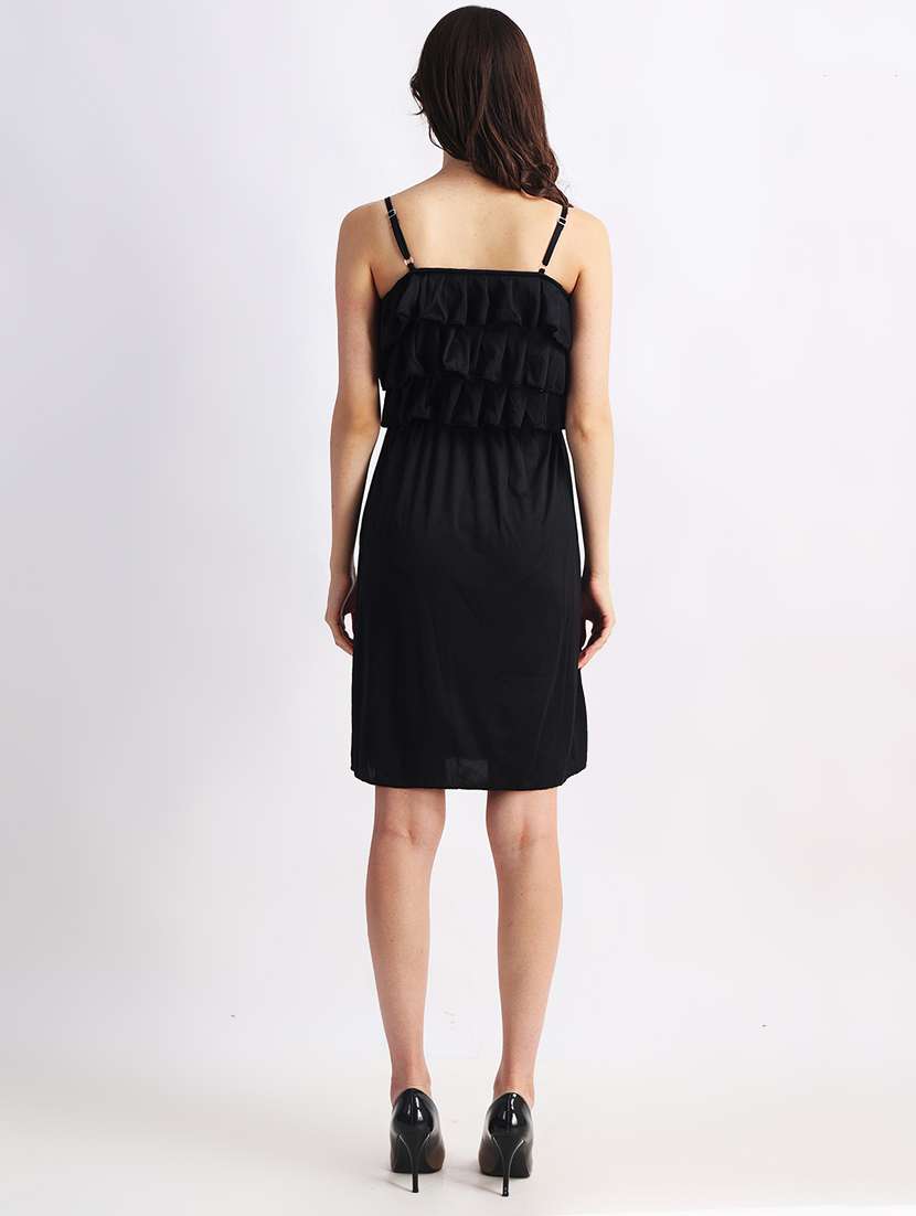 women solid shoulder strap a-line dress - 22088477 -  Standard Image - 3