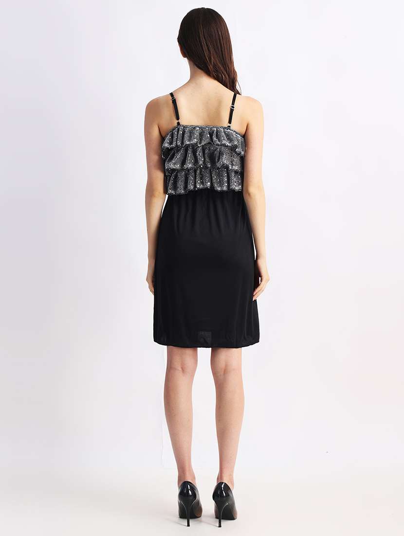 women solid shoulder strap a-line dress - 22088479 -  Standard Image - 3