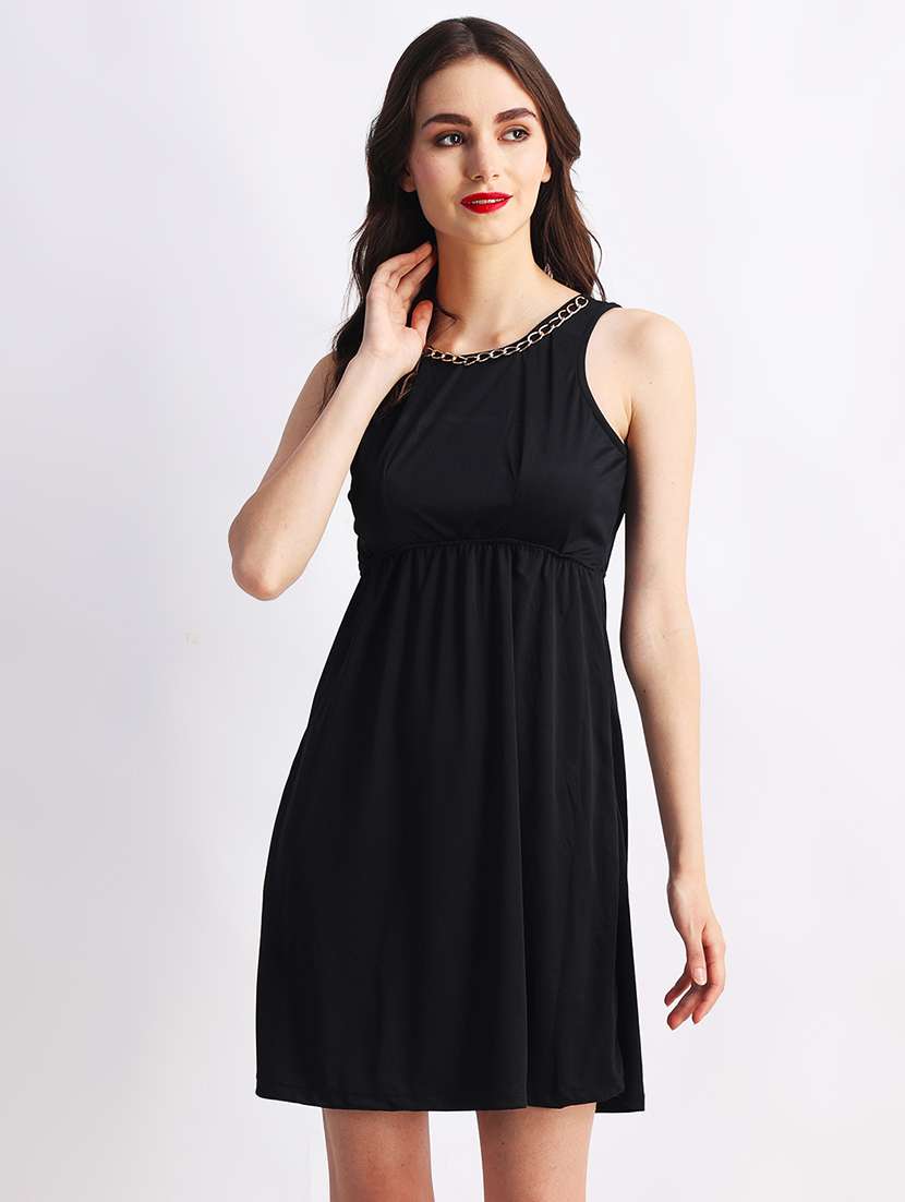 women solid sleeveless a-line dress - 22088480 - Zoom Image - 0