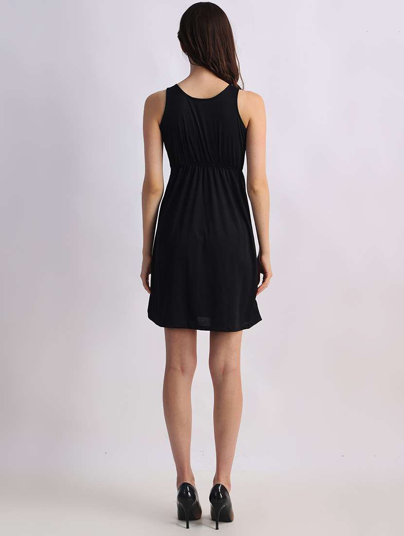women solid sleeveless a-line dress - 22088480 - Standard Image - 3