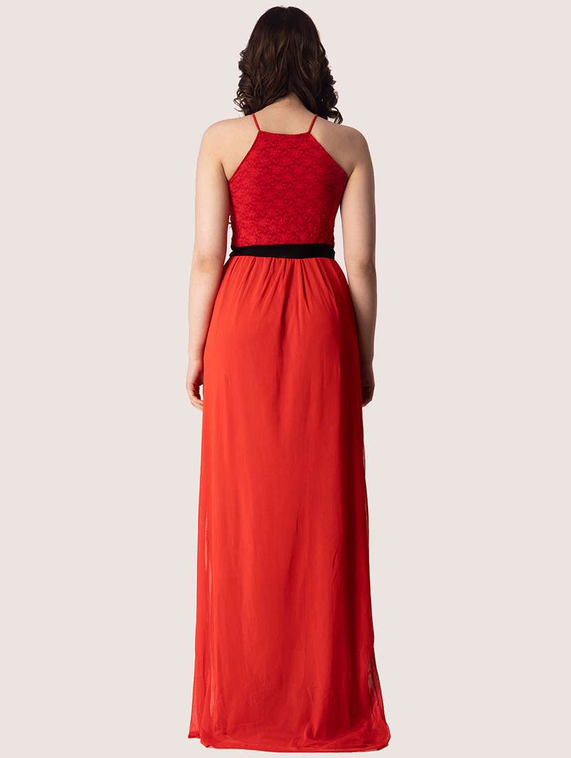 women solid halter neck sleeveless a-line dress - 22088484 - Standard Image - 3