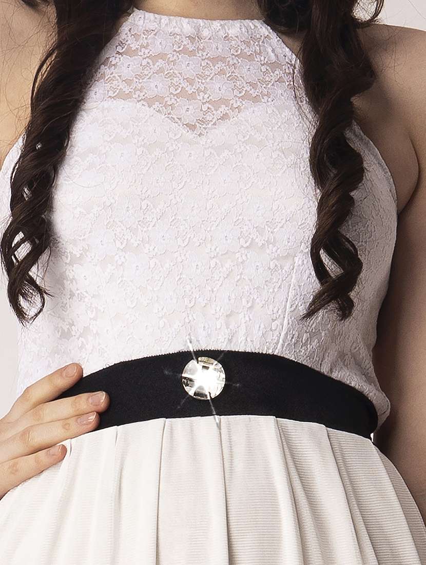 women solid halter neck sleeveless a-line dress - 22088485 - Standard Image - 3
