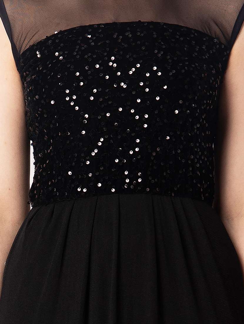 women emebllished round neck sleeveless a-line dress - 22088488 - Standard Image - 3