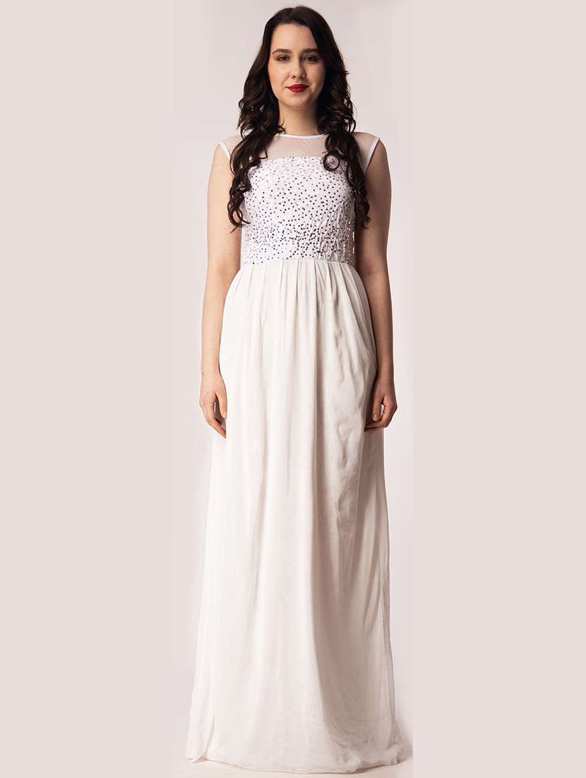 women emebllished round neck sleeveless a-line dress - 22088490 -  Zoom Image - 0