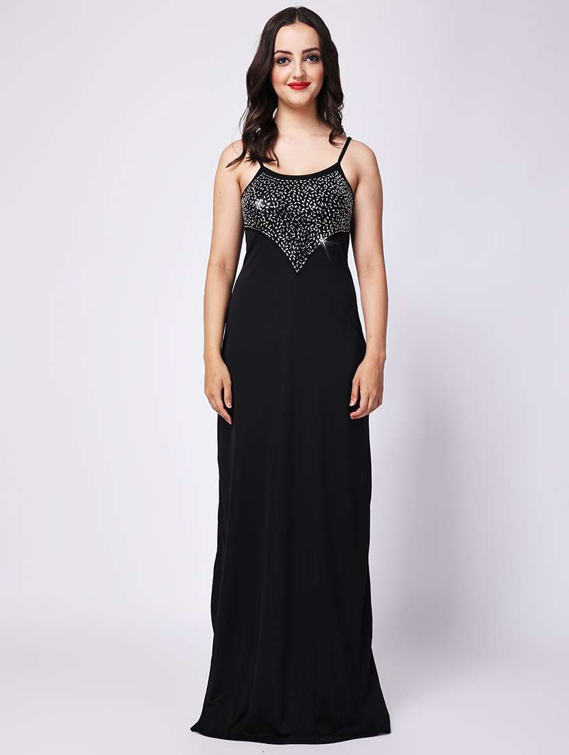 women embellished round neck shoulder strap dress