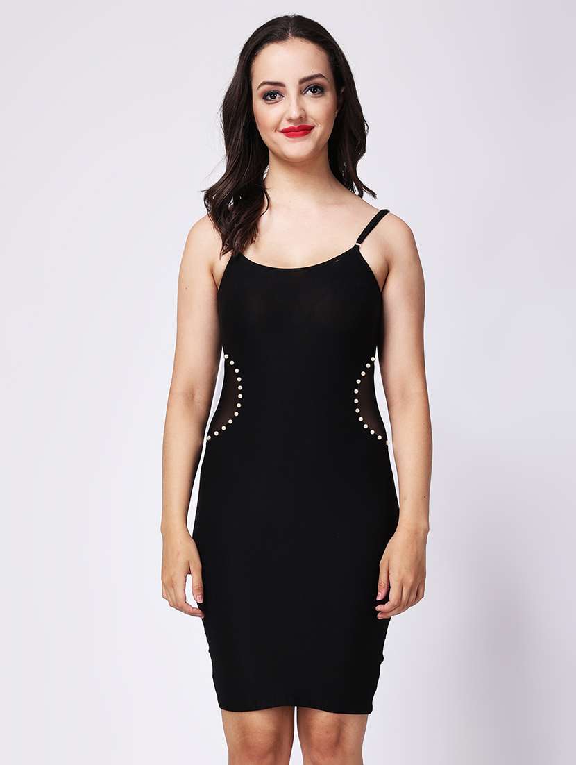 women solid shoulder strap bodycon dress - 22088497 -  Zoom Image - 0
