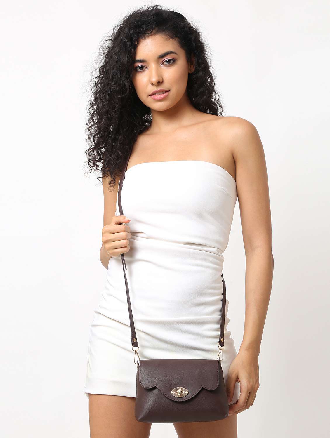 women brown leatherette sling bag - 22088501 -  Standard Image - 5
