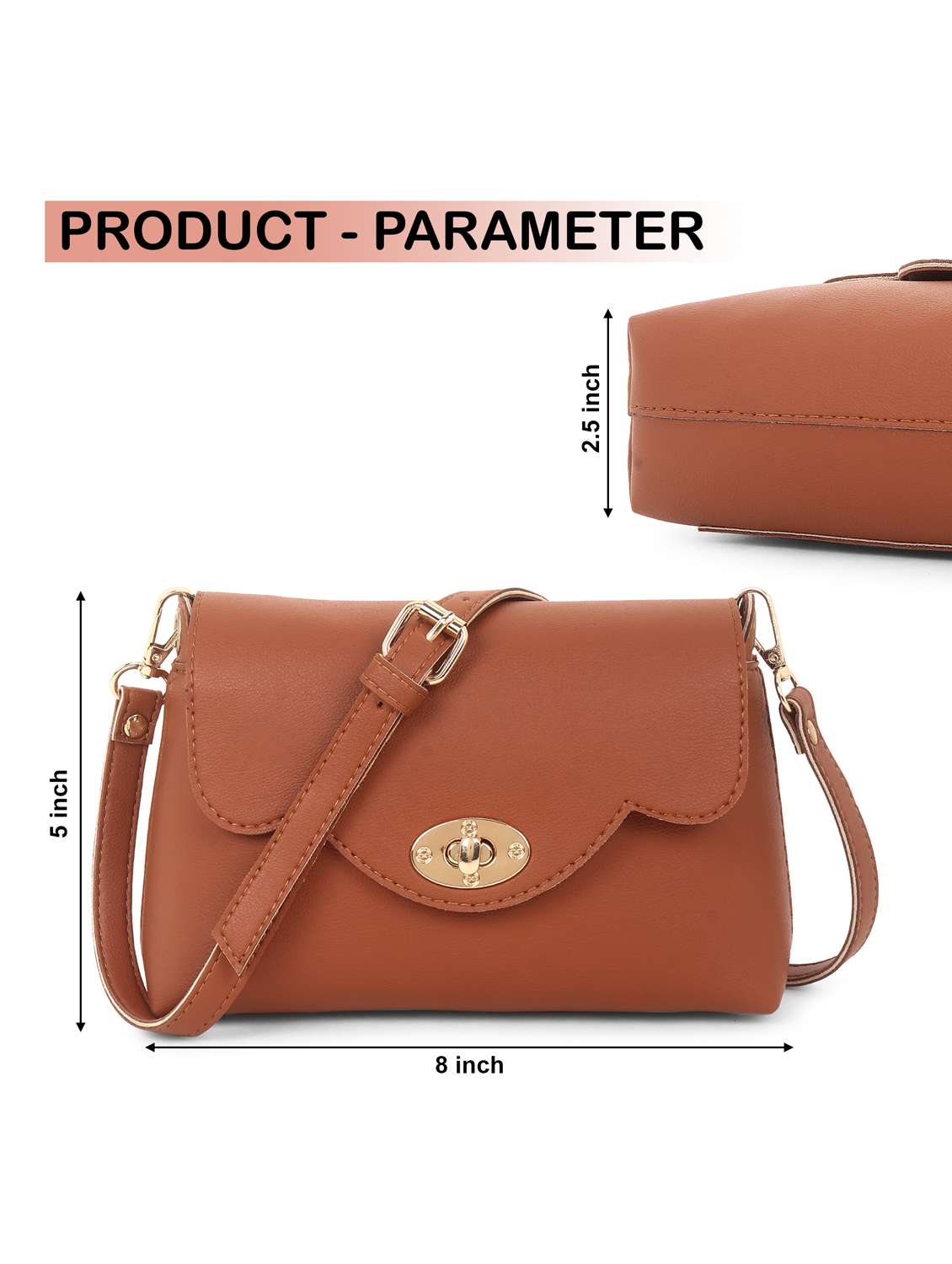 women tan leatherette sling bag - 22088504 - Standard Image - 5