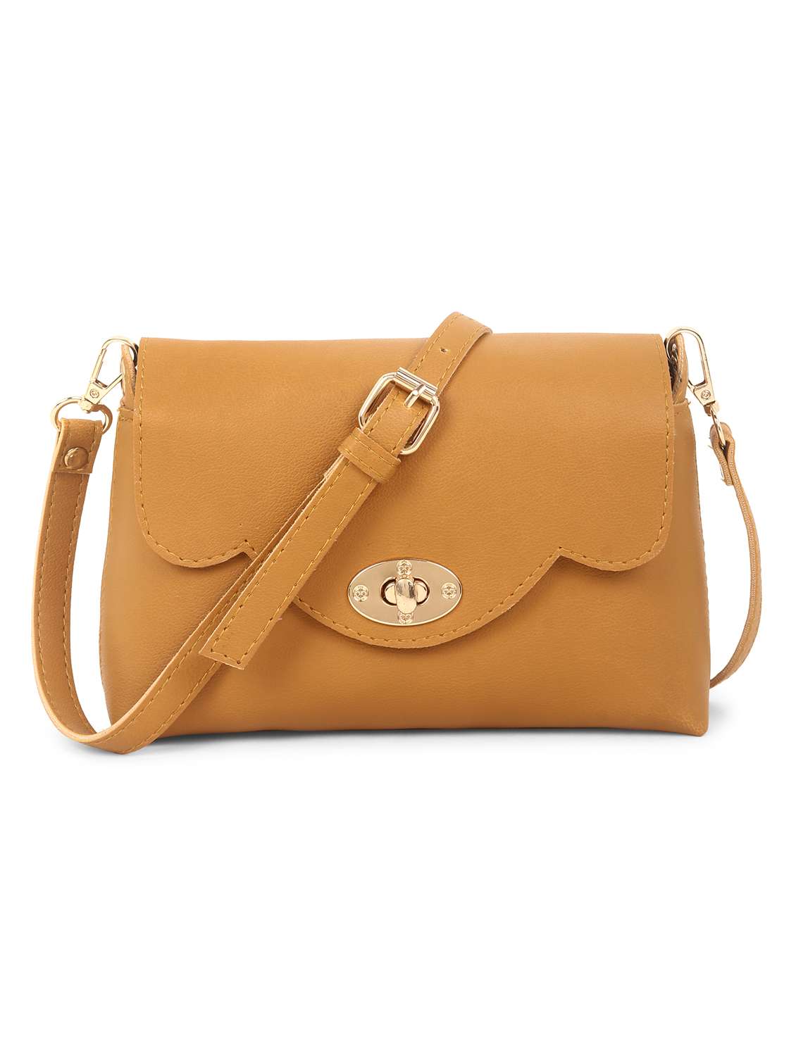 women beige leatherette sling bag