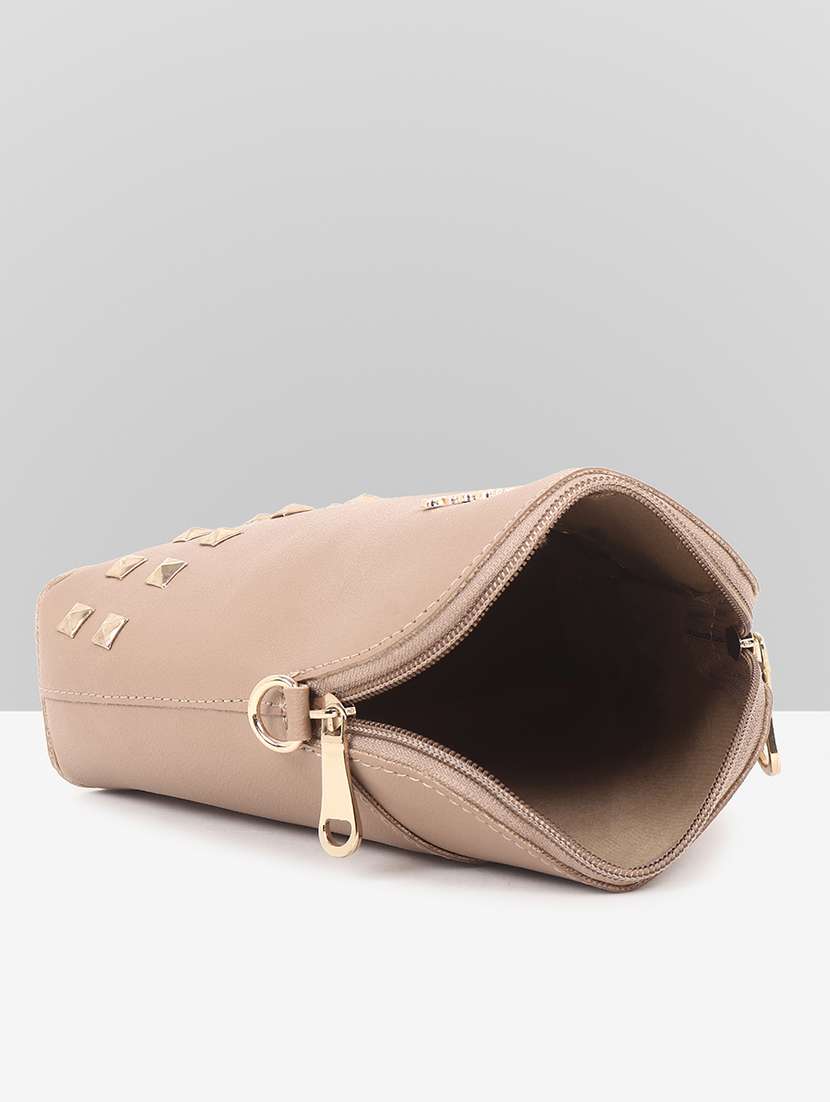 women beige leatherette sling bag - 22088506 - Standard Image - 5