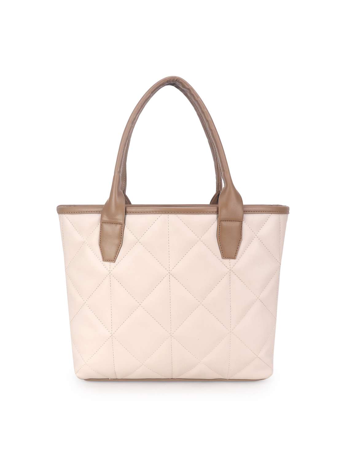 women cream textured double handle handbag - 22088537 - Standard Image - 5