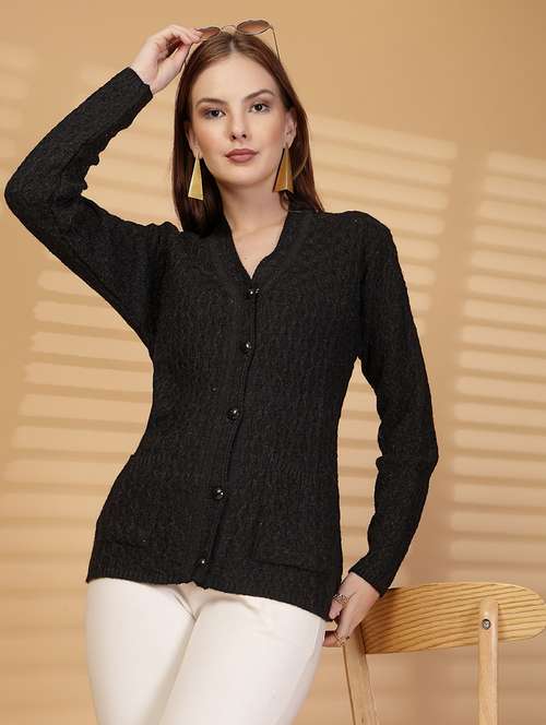 women self designed long sleeve cardigan - 22088543 -  Standard Image - 0