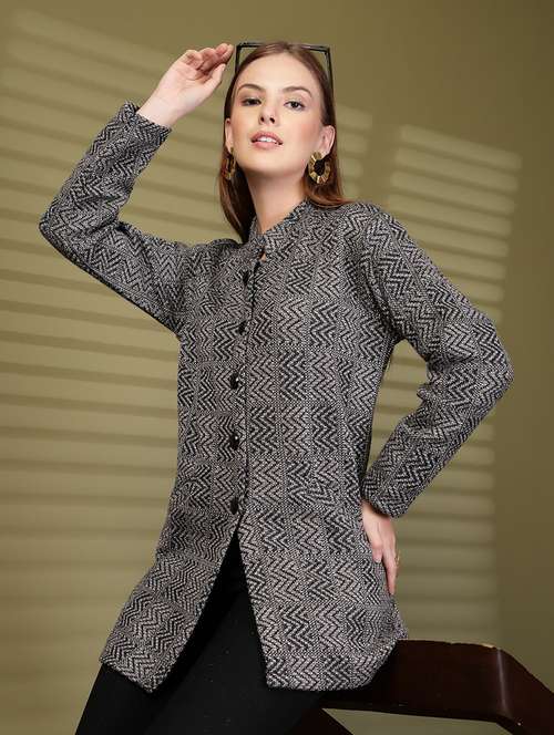 women self designed long sleeve cardigan - 22088550 -  Standard Image - 0