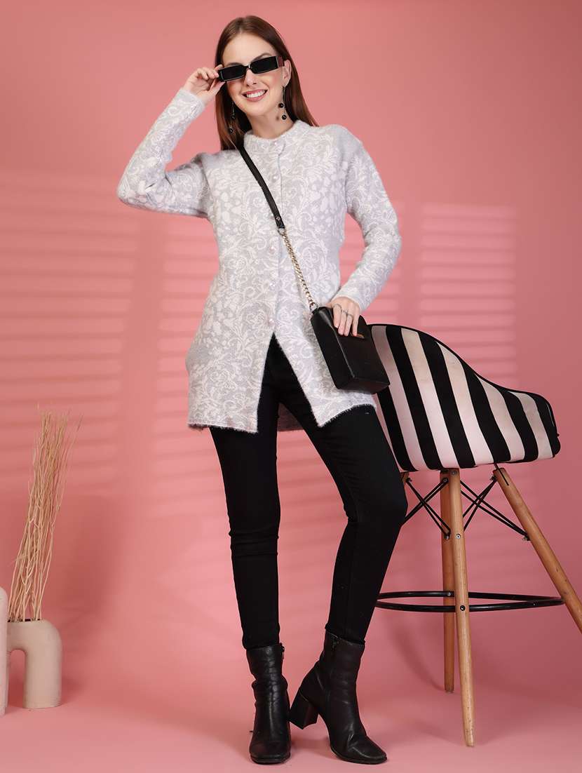 women self designed long sleeve cardigan - 22088556 - Standard Image - 5