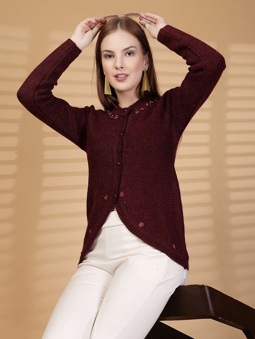 women self designed long sleeve cardigan