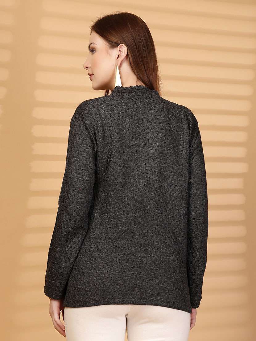 women self designed long sleeve cardigan - 22088568 -  Standard Image - 3