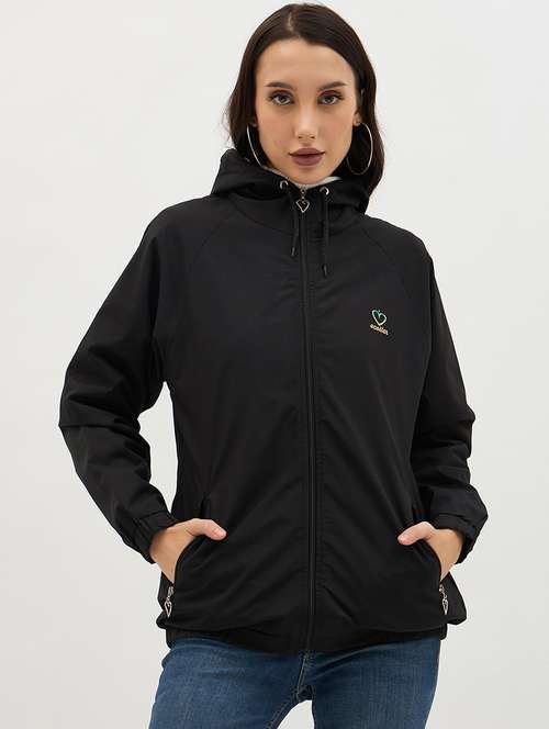 women solid long sleeve windcheater jacket - 22088609 -  Standard Image - 0