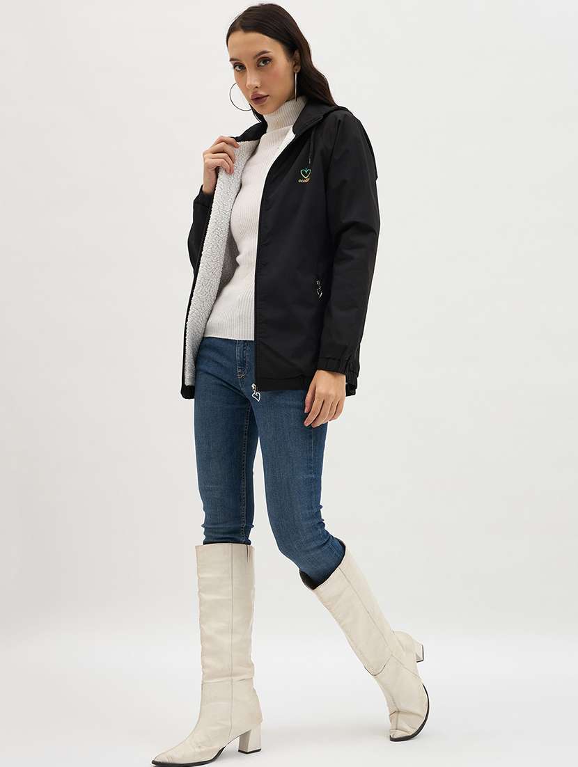 women solid long sleeve windcheater jacket - 22088609 - Standard Image - 3
