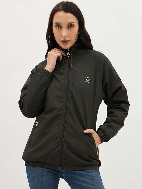 women solid long sleeve windcheater jacket - 22088613 -  Standard Image - 0