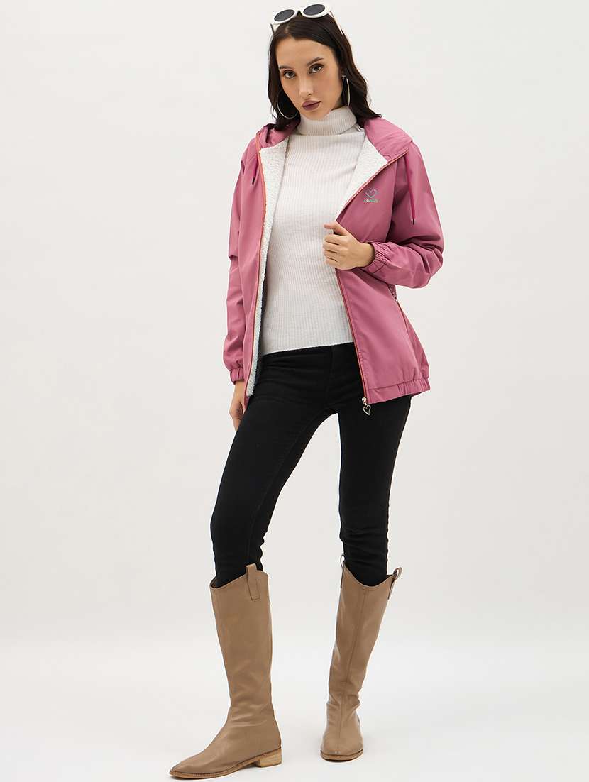 women solid long sleeve windcheater jacket - 22088617 - Standard Image - 3
