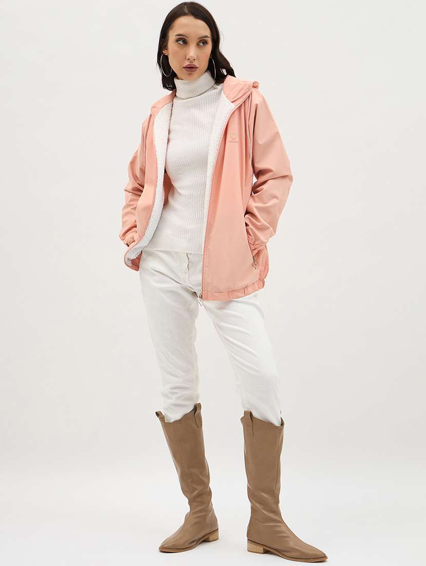 women solid long sleeve windcheater jacket - 22088621 - Standard Image - 3