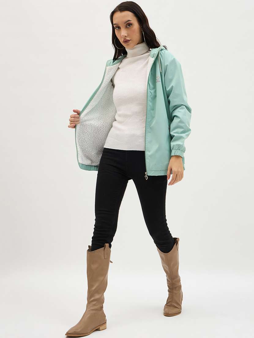 women solid long sleeve windcheater jacket - 22088625 - Standard Image - 3