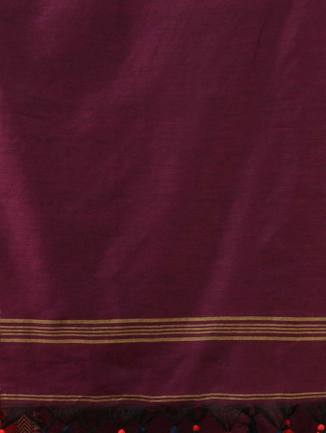 women solid with bordered handloom saree with blouse - 22088631 -  Standard Image - 3