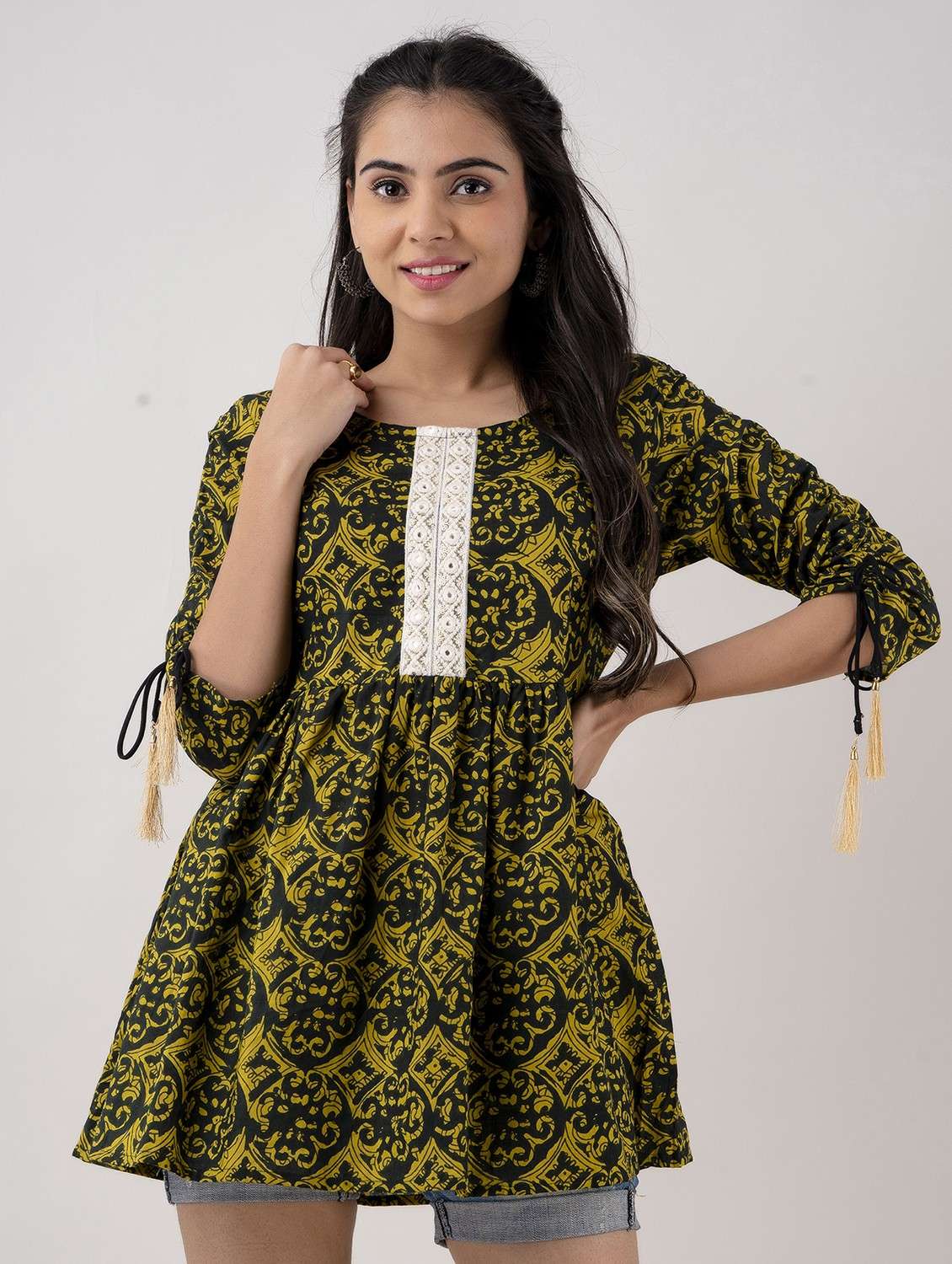 women printed long sleeve flared kurti - 22088694 - Zoom Image - 0