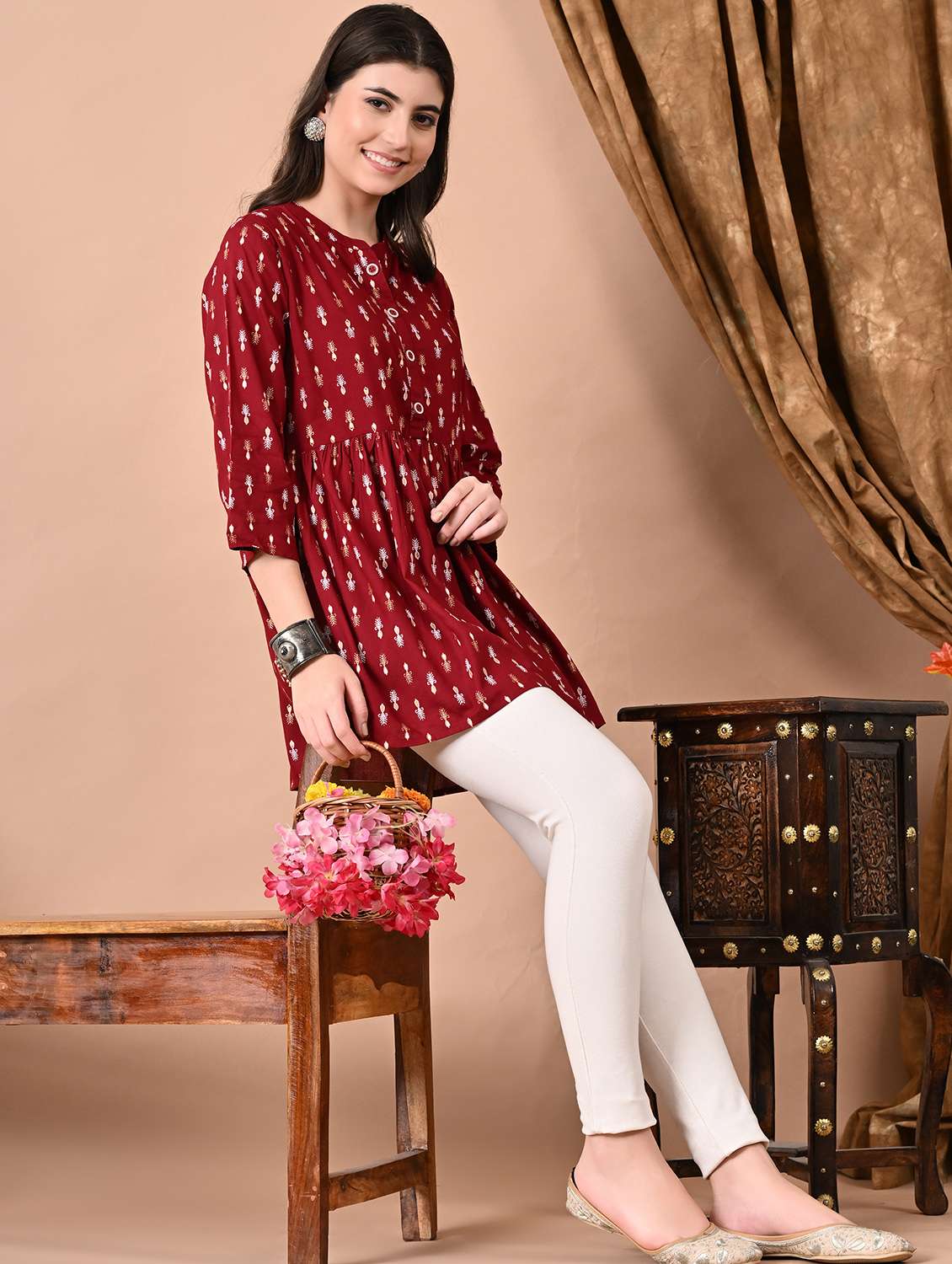 women printed long sleeve flared kurti - 22088695 - Standard Image - 3