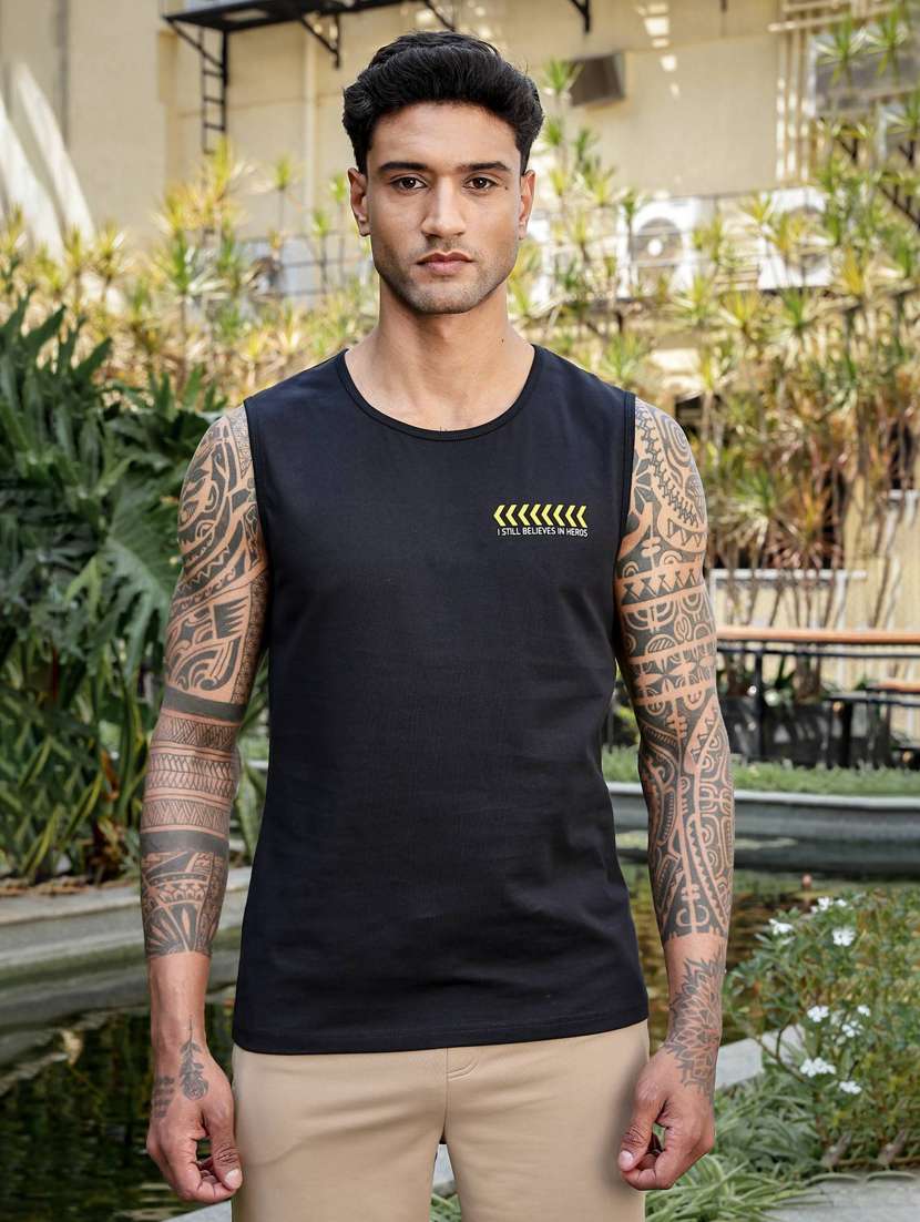 men front & back print sleveless vest