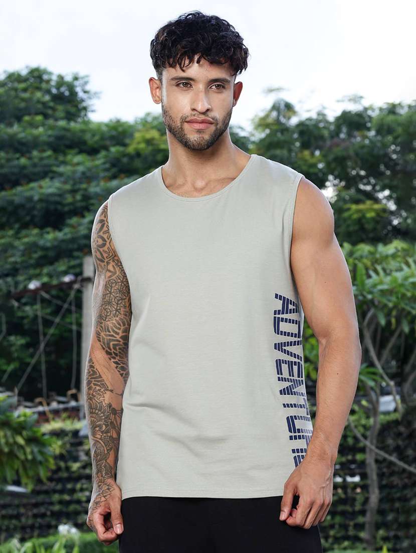 men front & back print sleveless vest