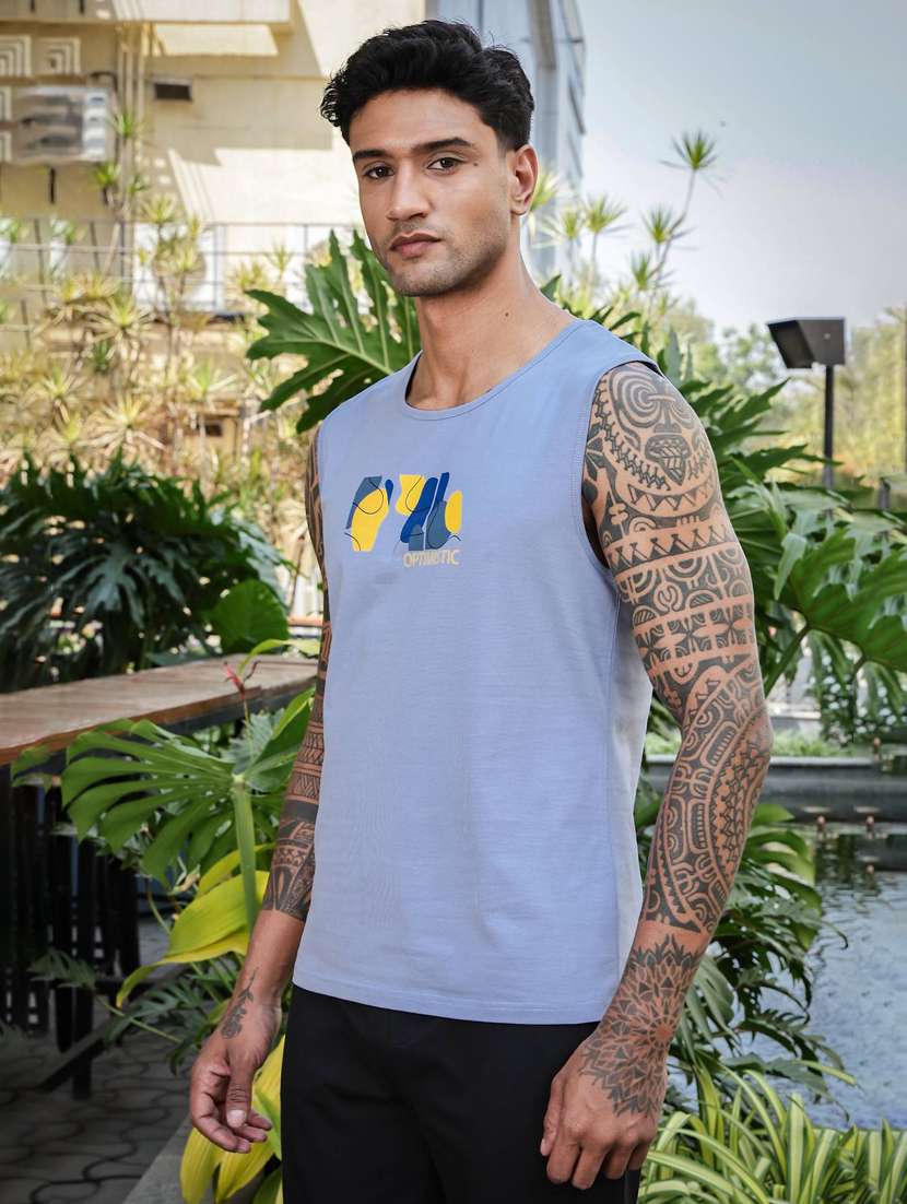 men front & back print sleveless vest - 22088762 -  Standard Image - 3
