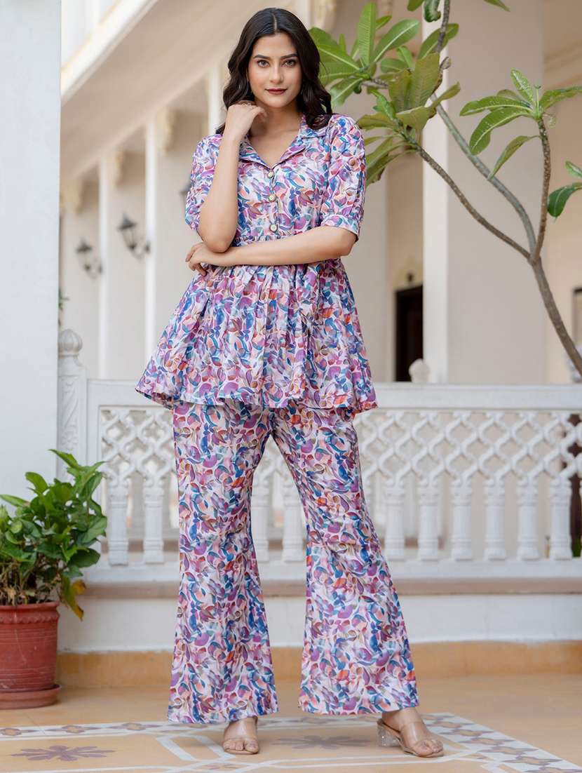 women printed three quarter sleeve ethnic co-ord set - 22088766 - Zoom Image - 0