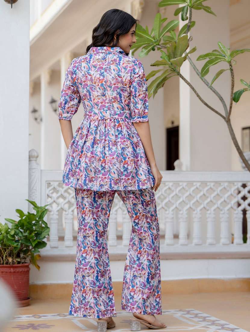women printed three quarter sleeve ethnic co-ord set - 22088766 - Standard Image - 3