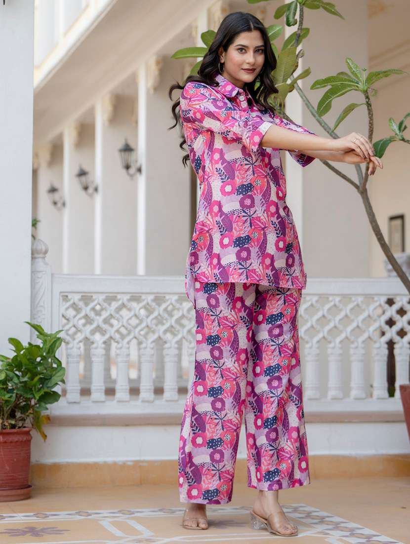 women floral printed three quarter sleeve ethnic co-ord set - 22088769 - Standard Image - 5