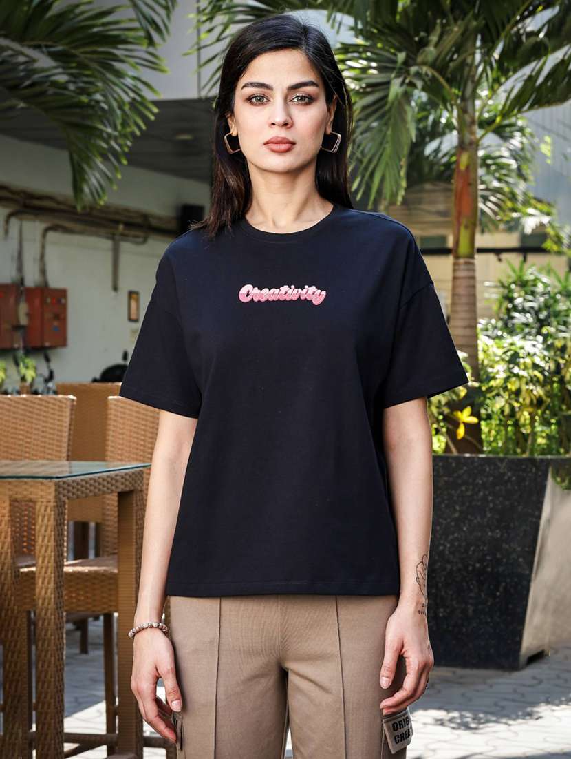 women solid short sleeve regular fit t-shirt - 22088773 - Zoom Image - 0