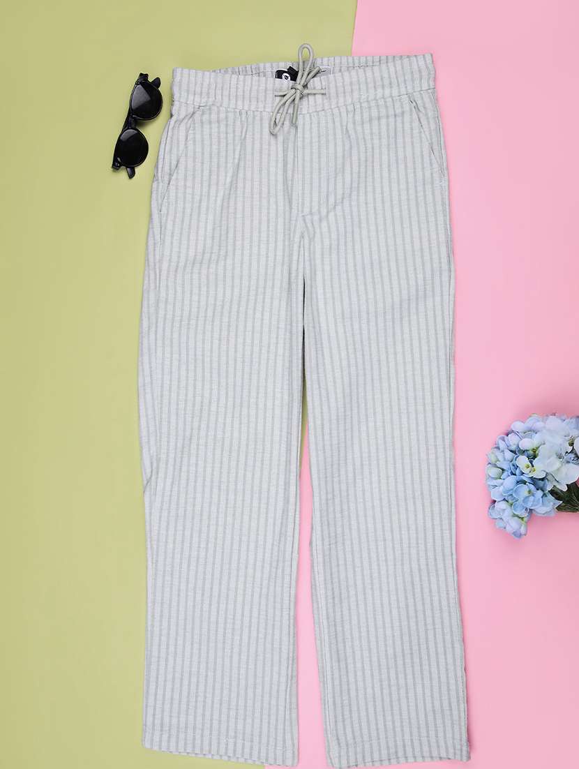 boys striped mid rise casual trouser