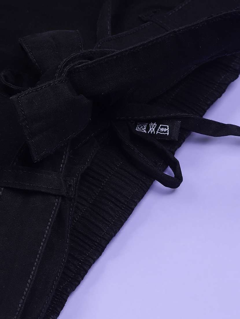 girls black solid mid rise cargo - 22088835 -  Standard Image - 3