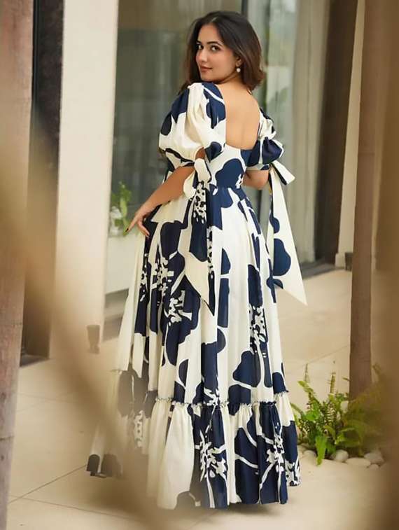 women floral print puff sleeve tiered dress - 22088836 -  Standard Image - 3