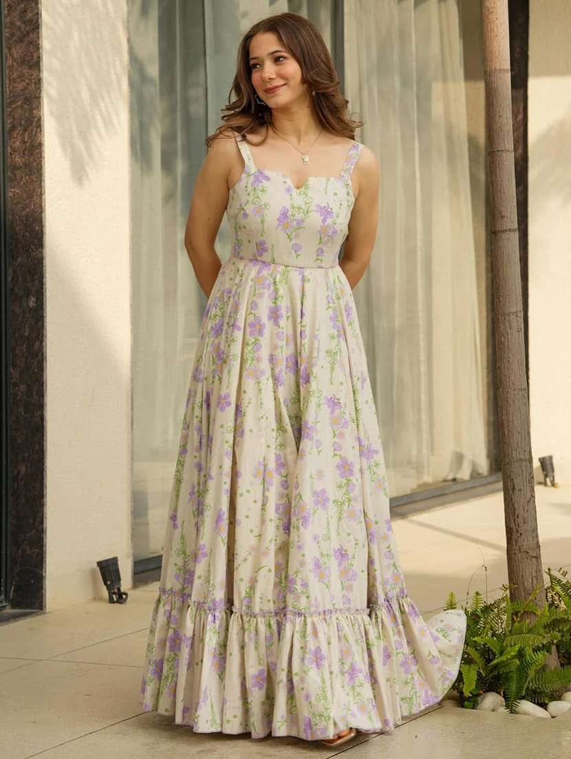 women floral print shoulder strap tiered dress - 22088839 -  Standard Image - 3