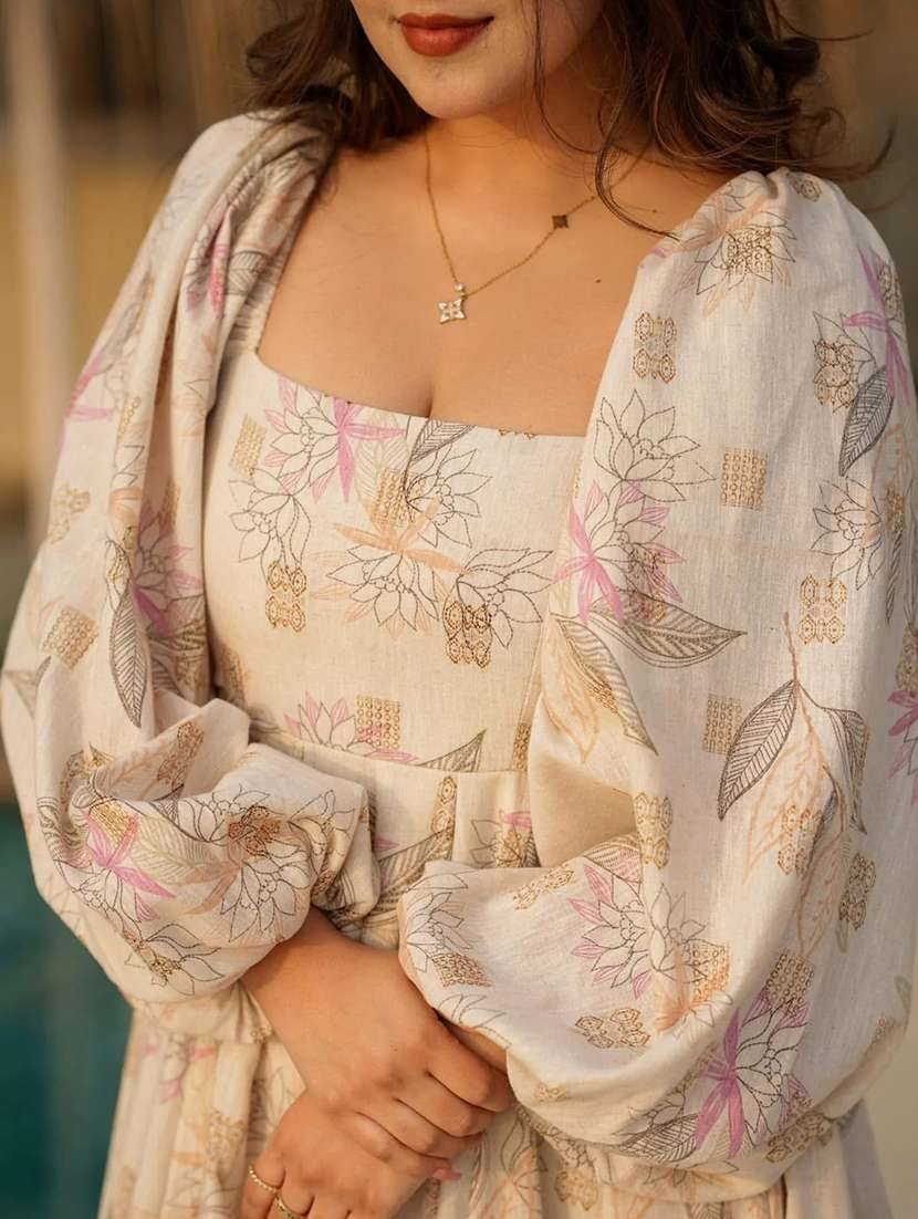 women floral print puff sleeve tiered dress - 22088840 -  Standard Image - 5