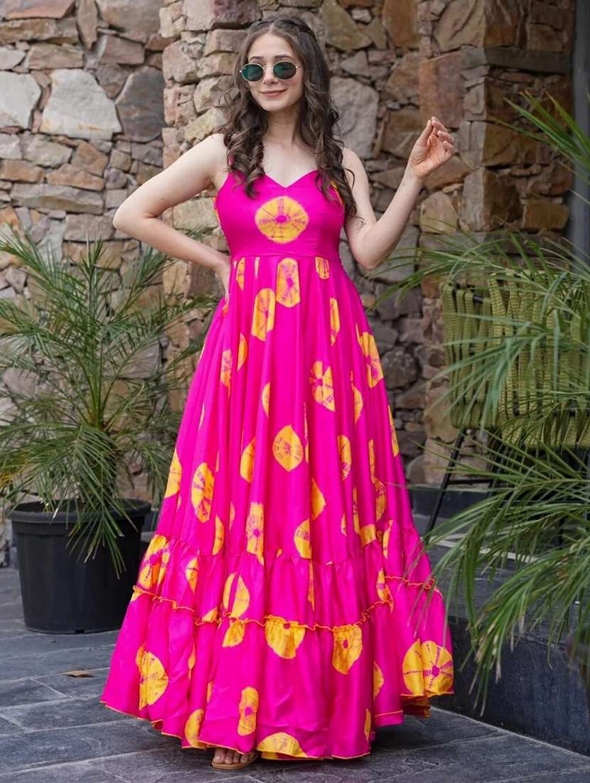 women printed shoulder strap tiered dress 