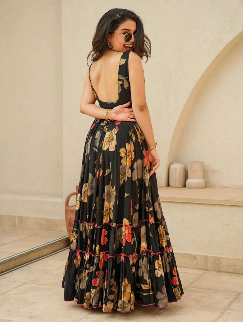 women floral print backless sleeveless tiered dress  - 22088843 -  Standard Image - 3