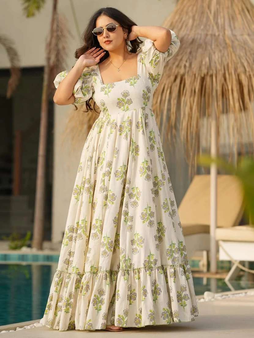 women floral print puff sleeve tiered dress 